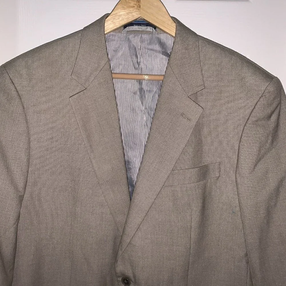 Croft & Barrow Tan Business Casual 2 Button Sport Coat Mens Blazer 40 Reg